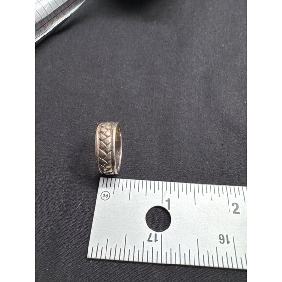 Sterling Silver 925 NF Nickel Free Braided Woven Pattern Ring Size 7.5 Mens Jewe - Picture 5 of 7